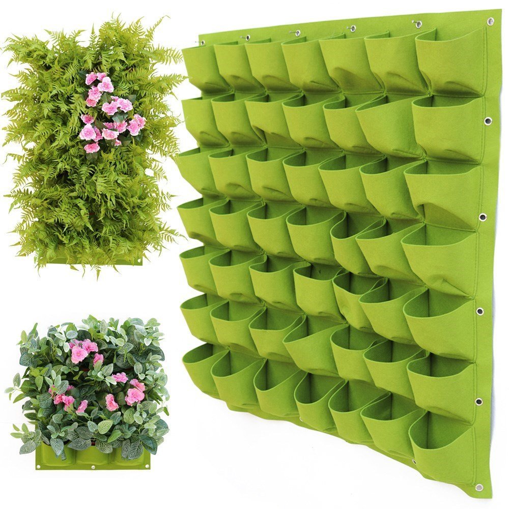 Wall-Hanging-Planting-Bags-4-12-18-36-64Pockets-Green-Grow-Bag-Planter-Vertical-Garden-Vegetable-20210310-045342.jpg Wall Hanging Planting Bags Green Grow Vertical Garden - Image 1
